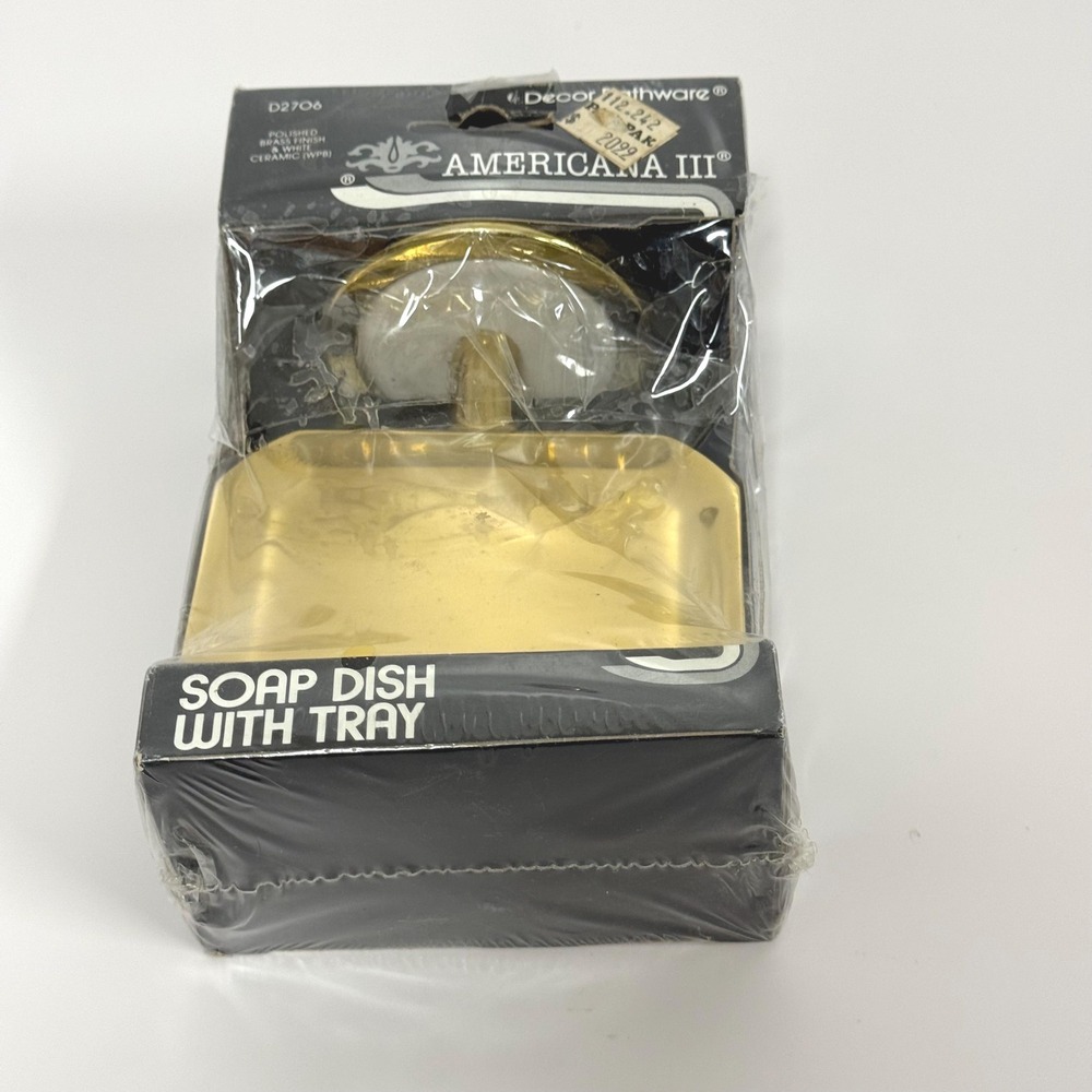 Vintage brass and ceramic wall mount soap dish- New in package